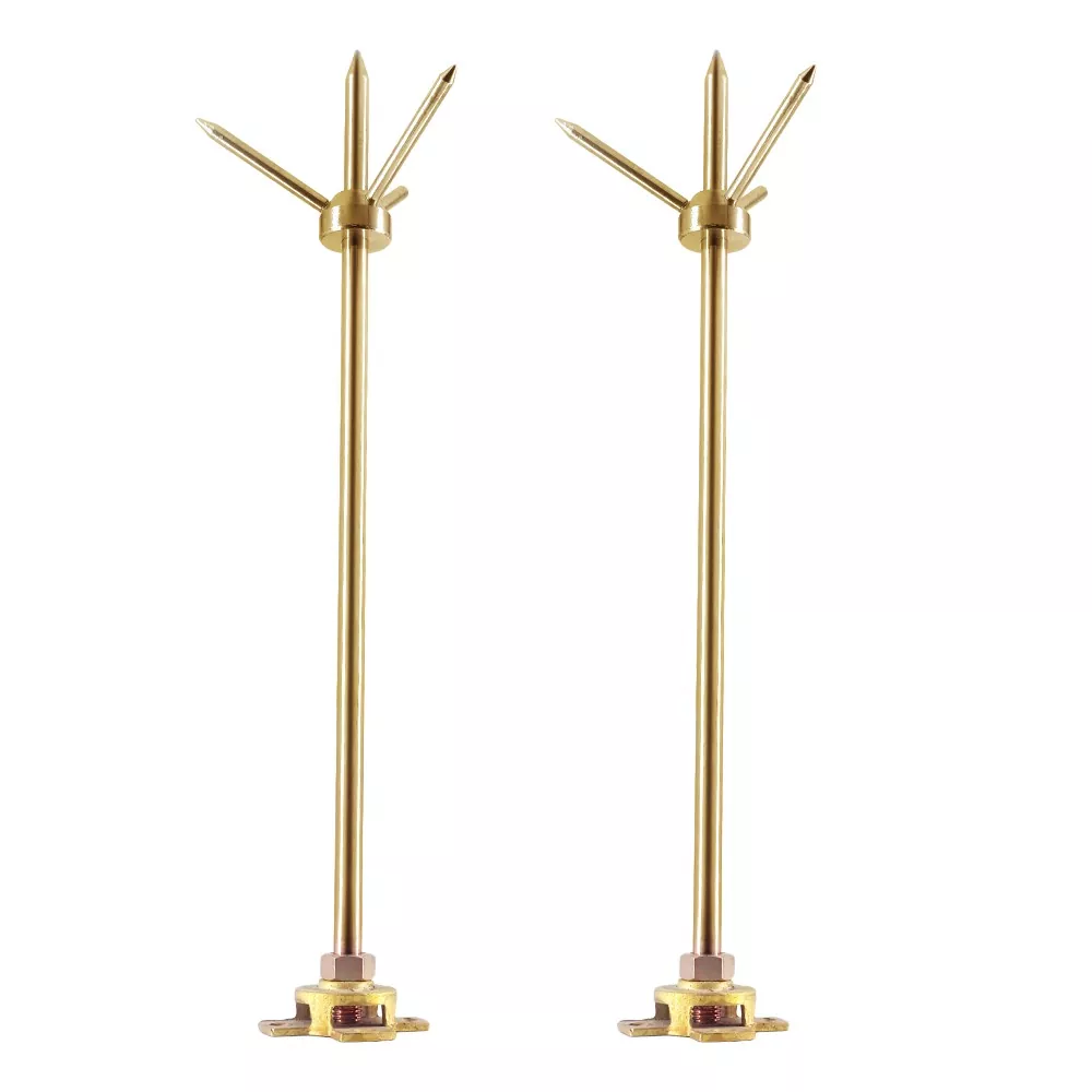 Brass Three-Prong Lightning Rod