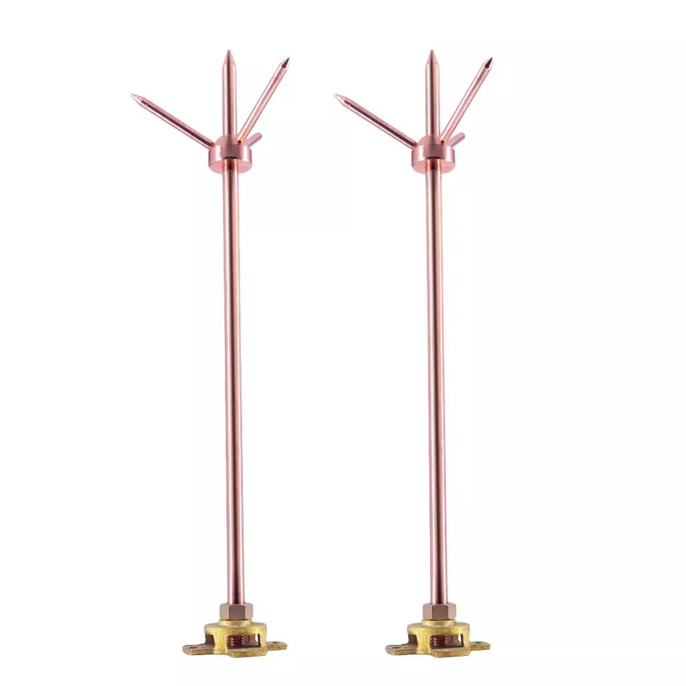 Pure Copper Lightning Rod Three Prong Type